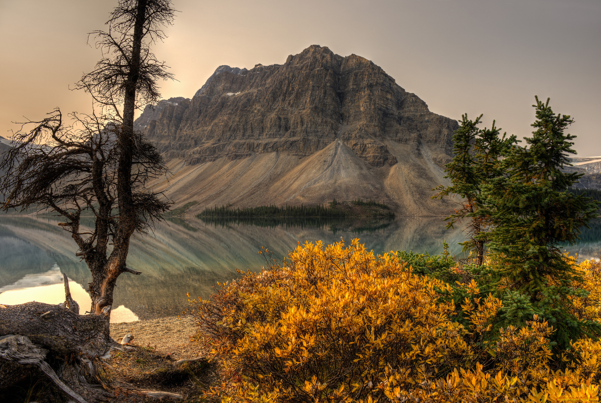 bow, lake, alberta, canada, , , , , , , , , crowfoot, mountain, banff, national, park